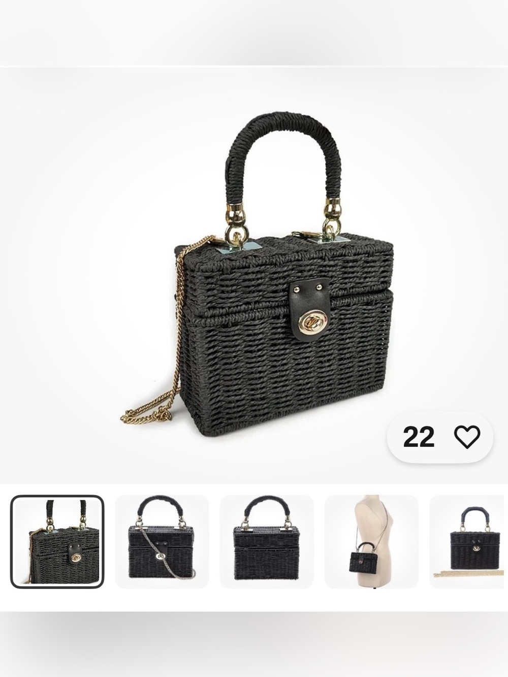 Zara Black Bag with Gold Hardware